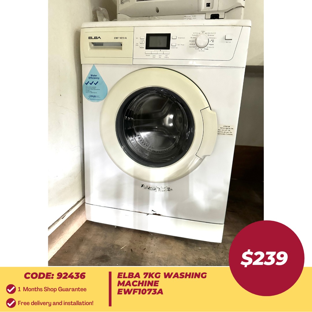 ELBA 7KG FrontLoader Washing Machine EWF1073A (92436), TV & Home