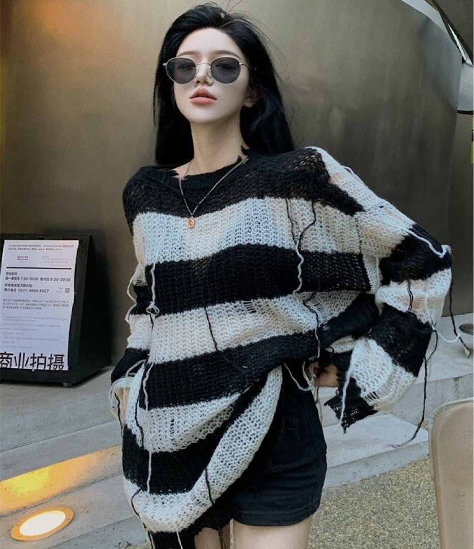 frayed oversized sweater