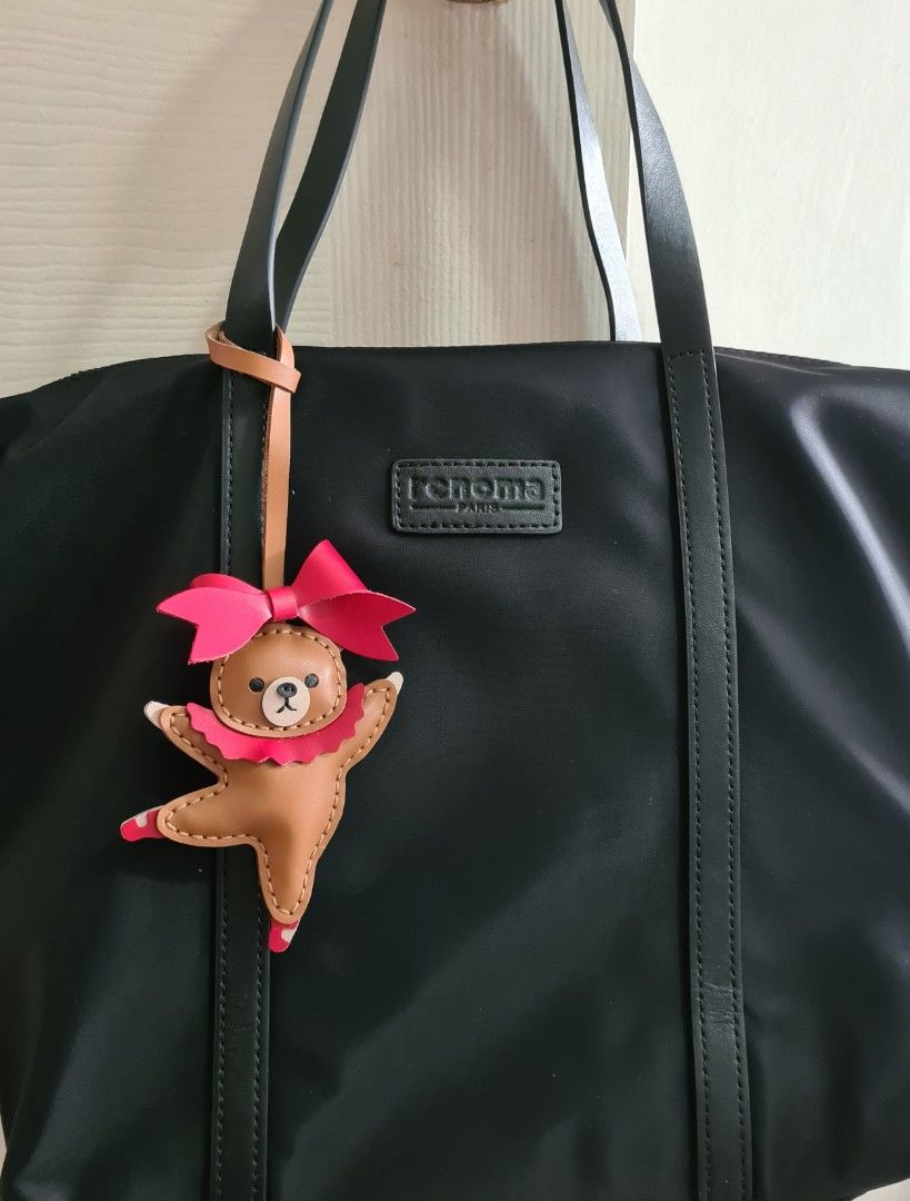 Leather Ballet Bear Charm Leather Bag Charm Leather Handbag 