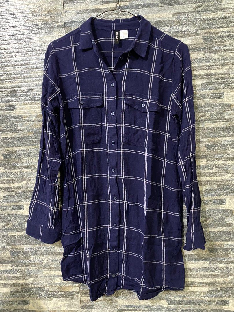 H&m checked shirt dress new arrivals