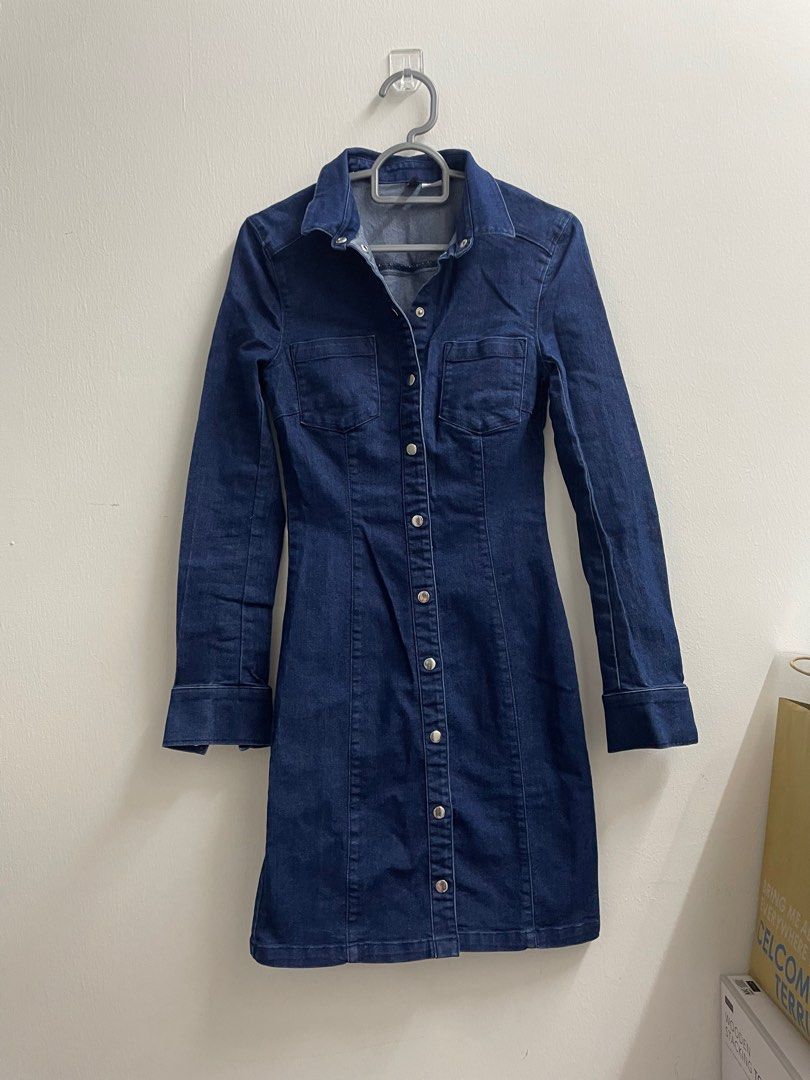 Casual Dresses Jean Short Mini Dress Fashion Womens Long Sleeve Slim Casuai  Peplum Washed Denim Blue Belted S 3XL From 28,85 € | DHgate