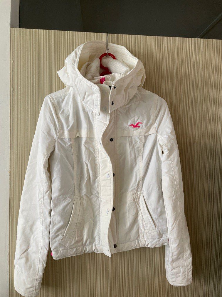 White and Pink Hollister Winter Jacket