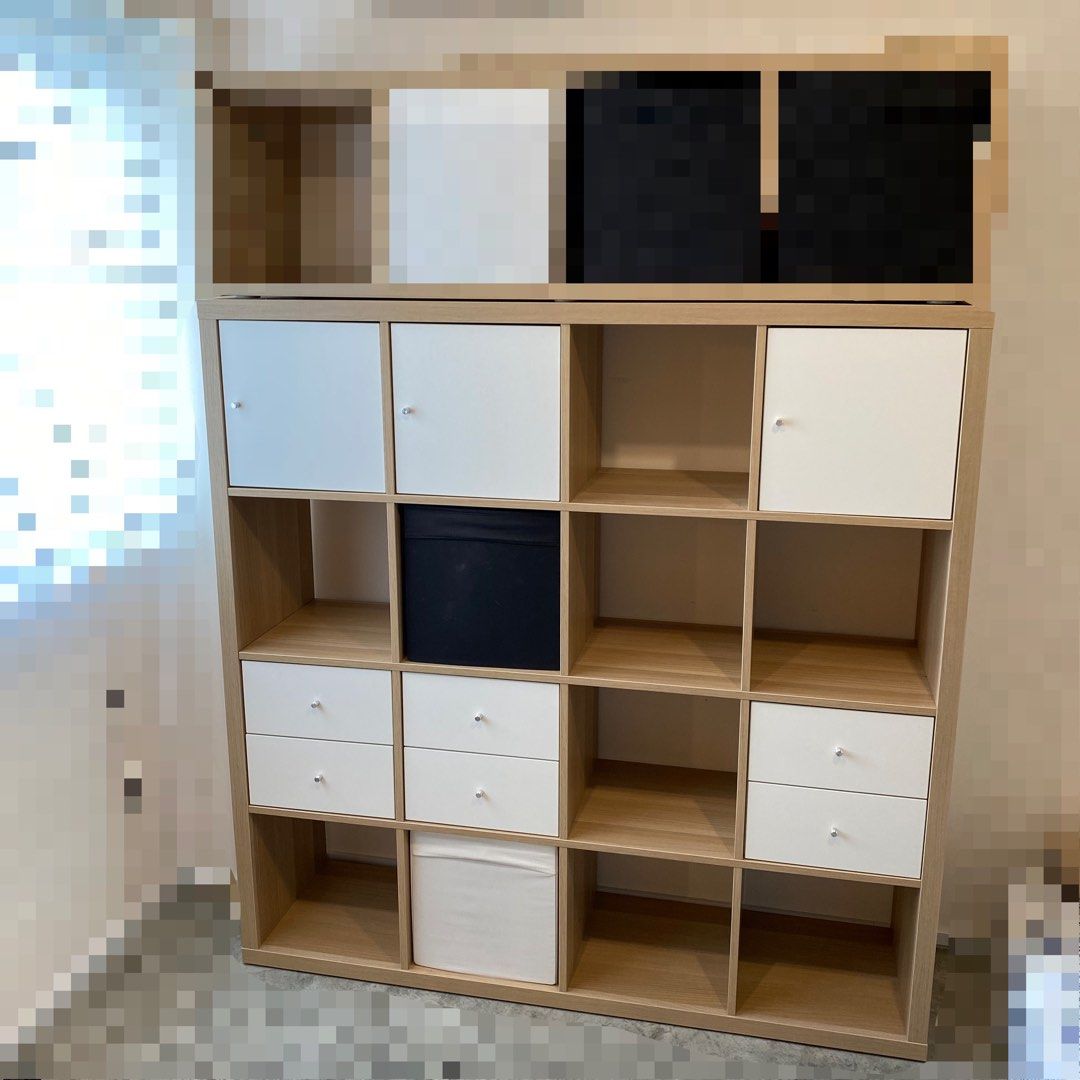 IKEA 4x4 KALLAX with drawers, cabinets, Furniture & Home Living ...