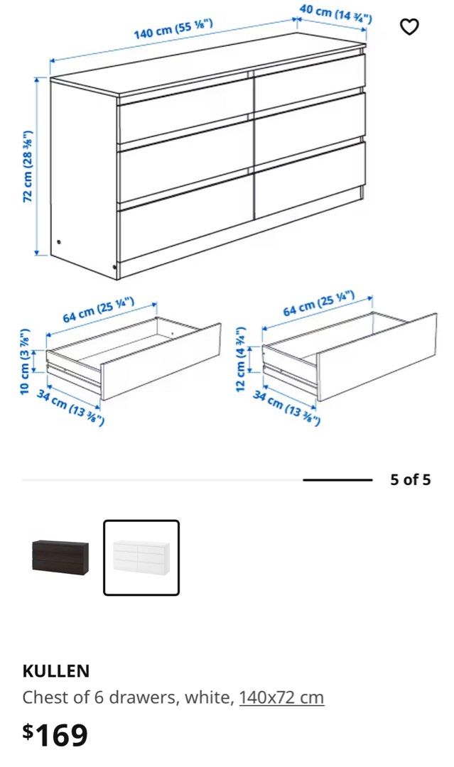 Ikea Chest Of Drawers Kullen, Furniture & Home Living, Furniture
