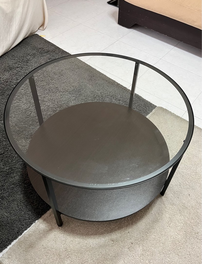 IKEA Coffee Table (black/brown glass), Furniture & Home Living