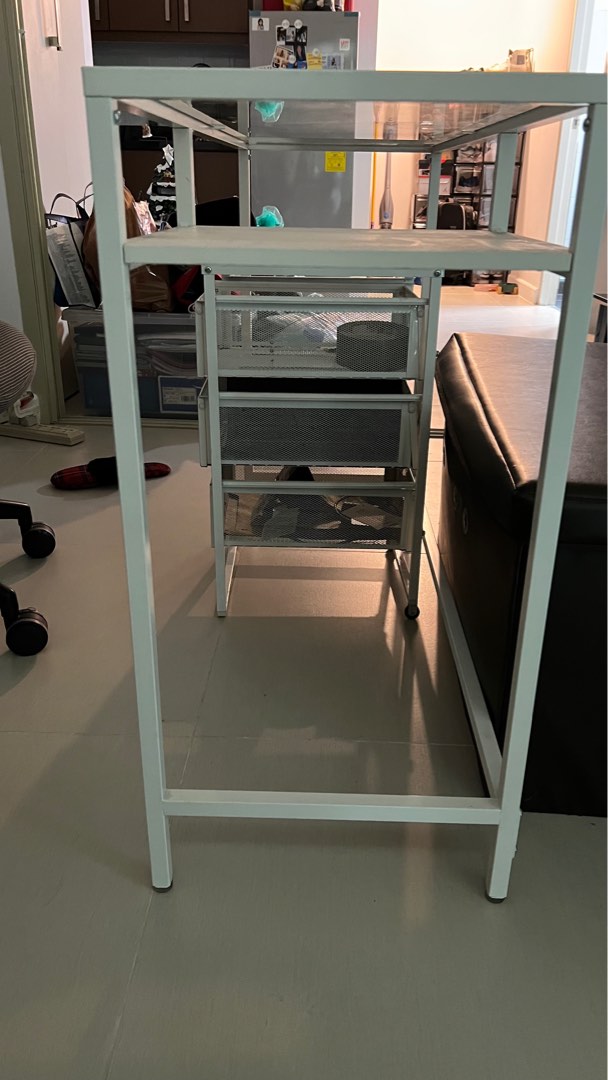 Ikea Glass Desk and Drawer, Furniture & Home Living, Office Furniture