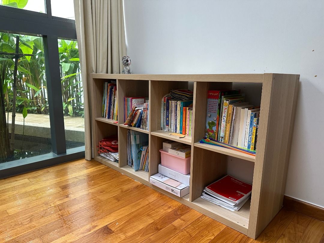 IKEA KALLAX Shelving unit white stained oak effect 77x147 cm TWO NEW Insert with door white stained oak effect 33x33 cm