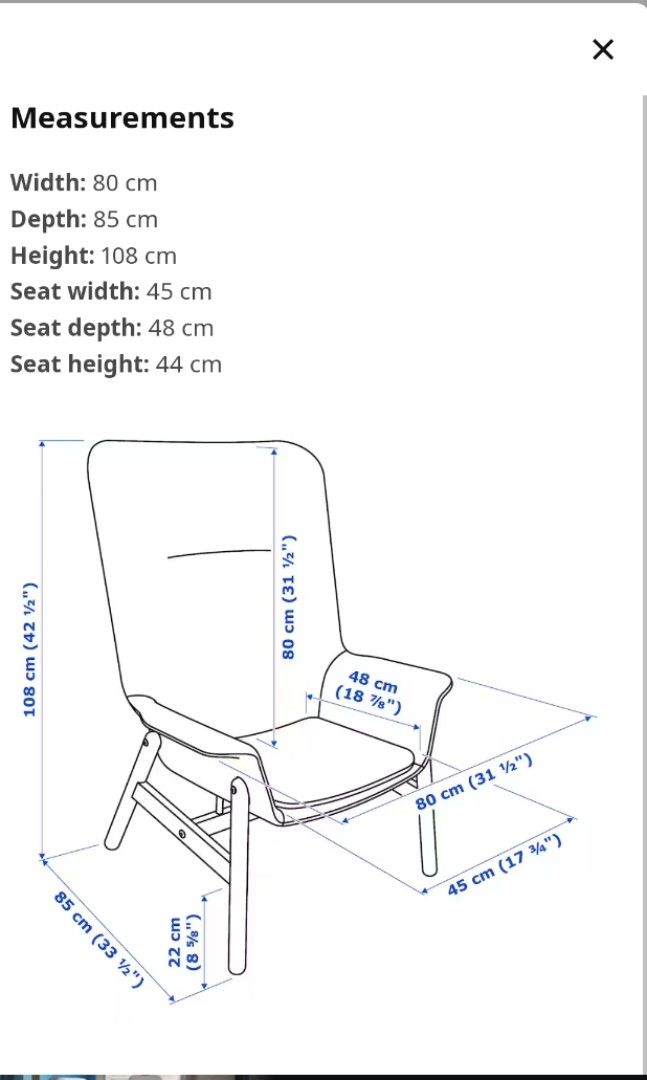 Ikea VEDBO Highback armchair, Gunnared light green, Furniture & Home