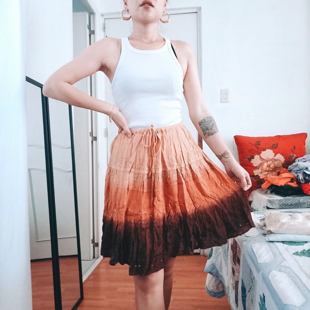 Boho ombre deals skirt