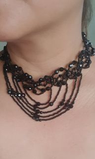 Japan made black beads necklace