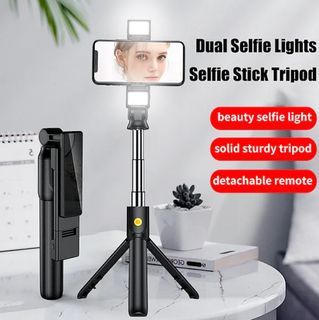 K12D Multi-functional Mobile Phone Bluetooth Selfie Stick with DUAL Led Fill Light Aluminum Tripod