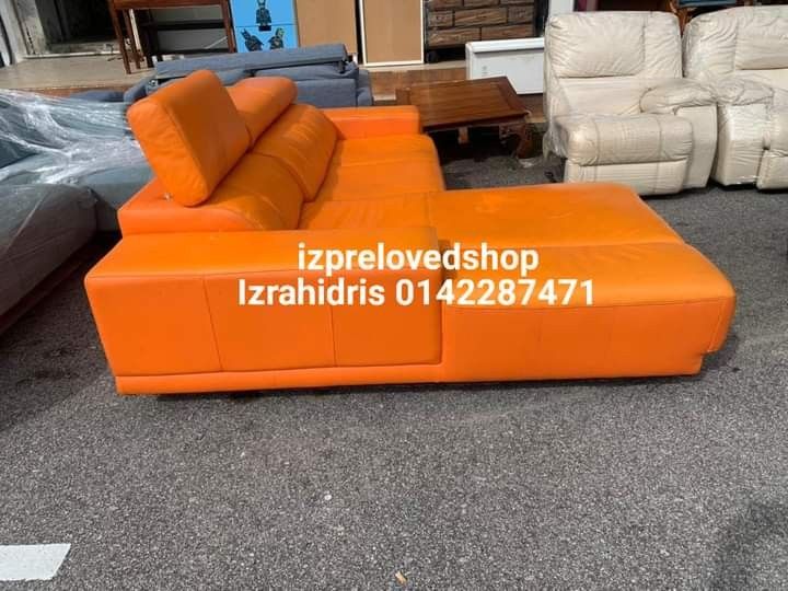 Lorenzo L shape orange sofa cun, Furniture & Home Living, Furniture
