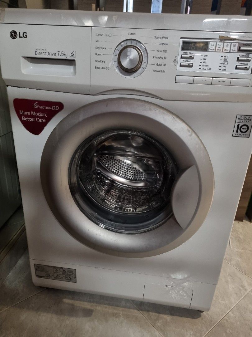 LG direct drive front load washer 7.5kg, TV & Home Appliances, Washing