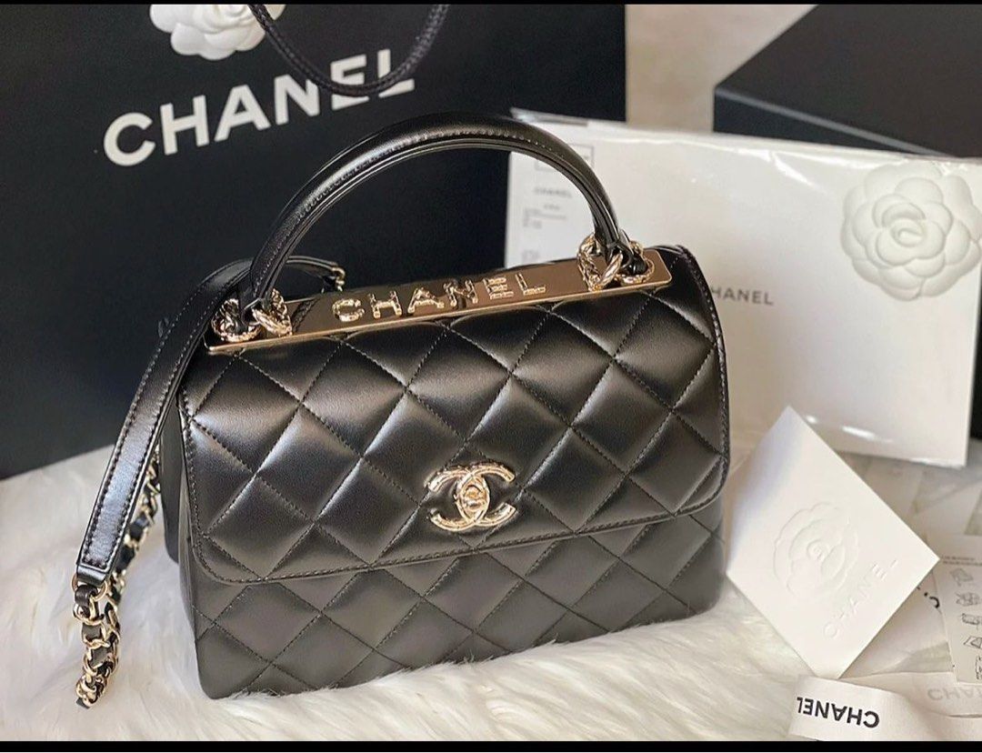 LNIB Chanel trendy cc black lambskin LGHW not mini small classic flap pearl  crush top handle woc caviar 19 bag 22 bag calfskin, Luxury, Bags & Wallets  on Carousell