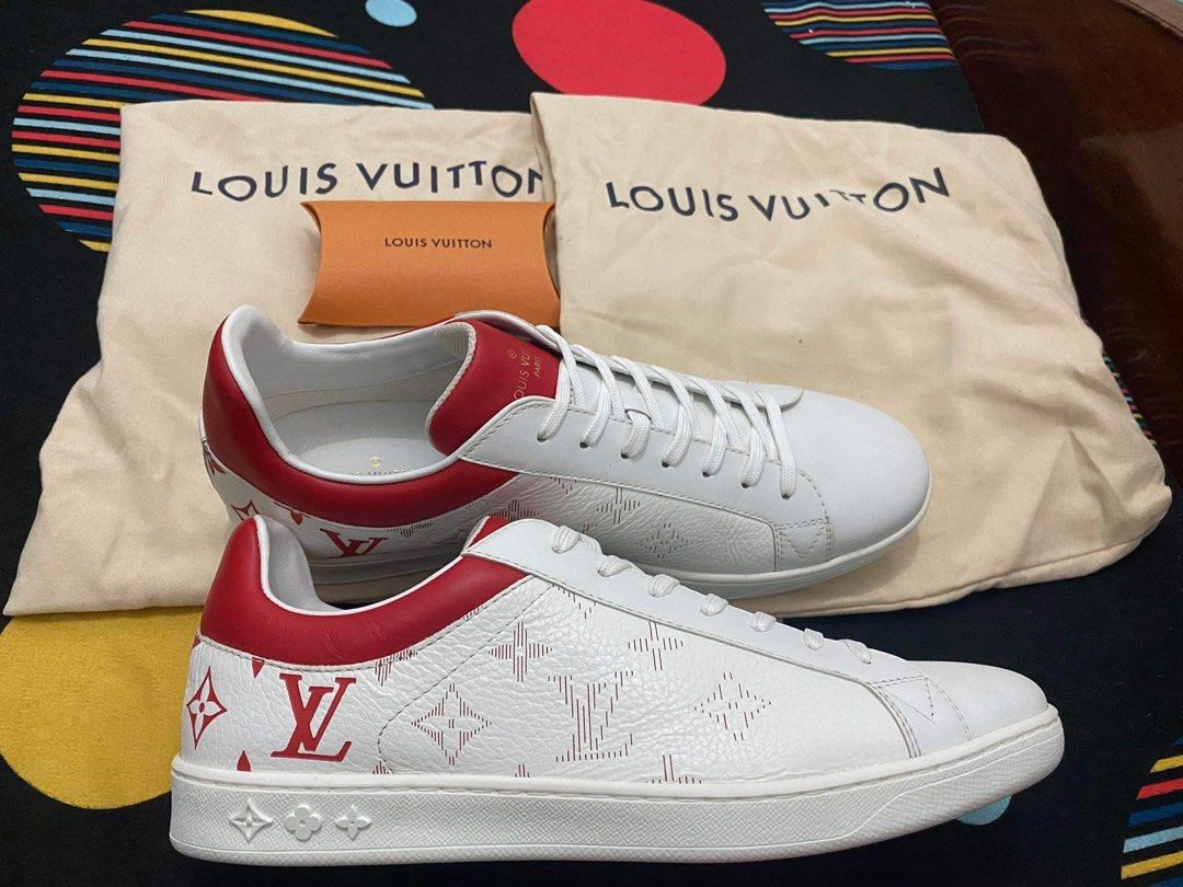 PRE LOVED] Louis Vuitton Men's Luxembourg Sneakers in White with red