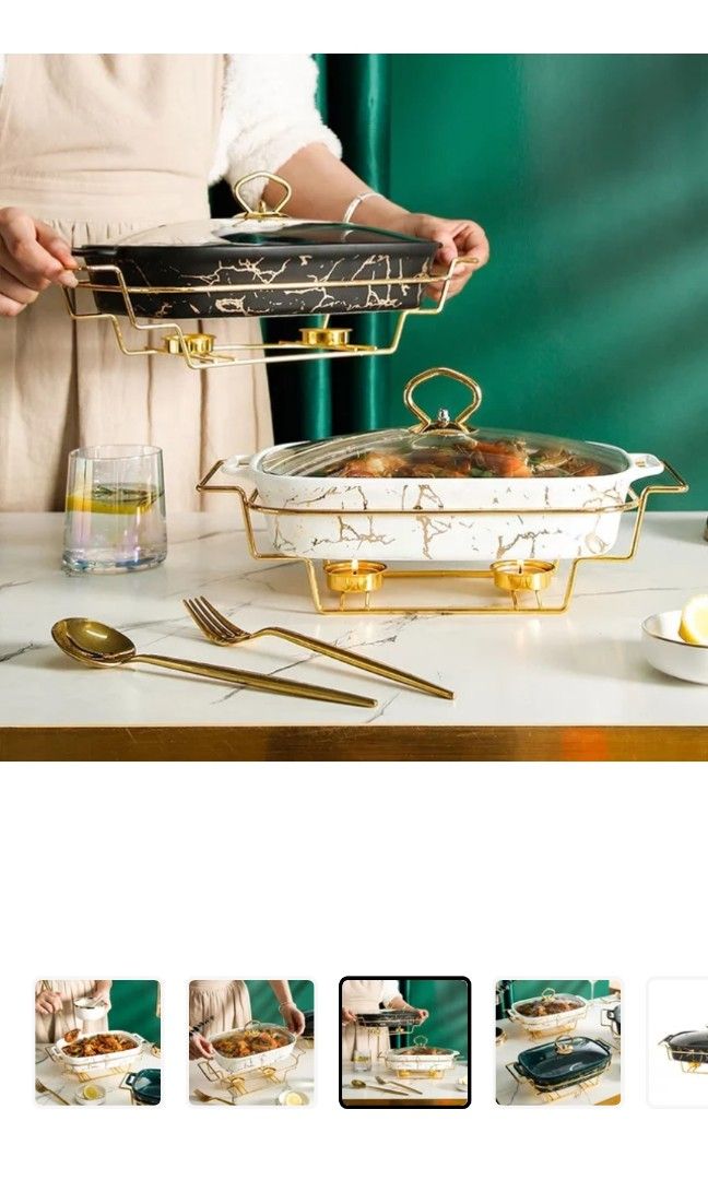 Medium size serving tray with burner, Furniture & Home Living