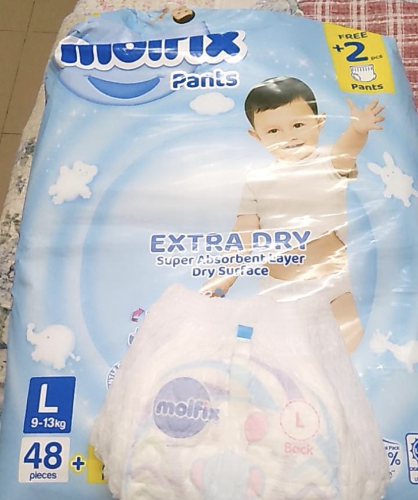 Molfix Extra Dry Pants Size L x2, Babies & Kids, Bathing & Changing