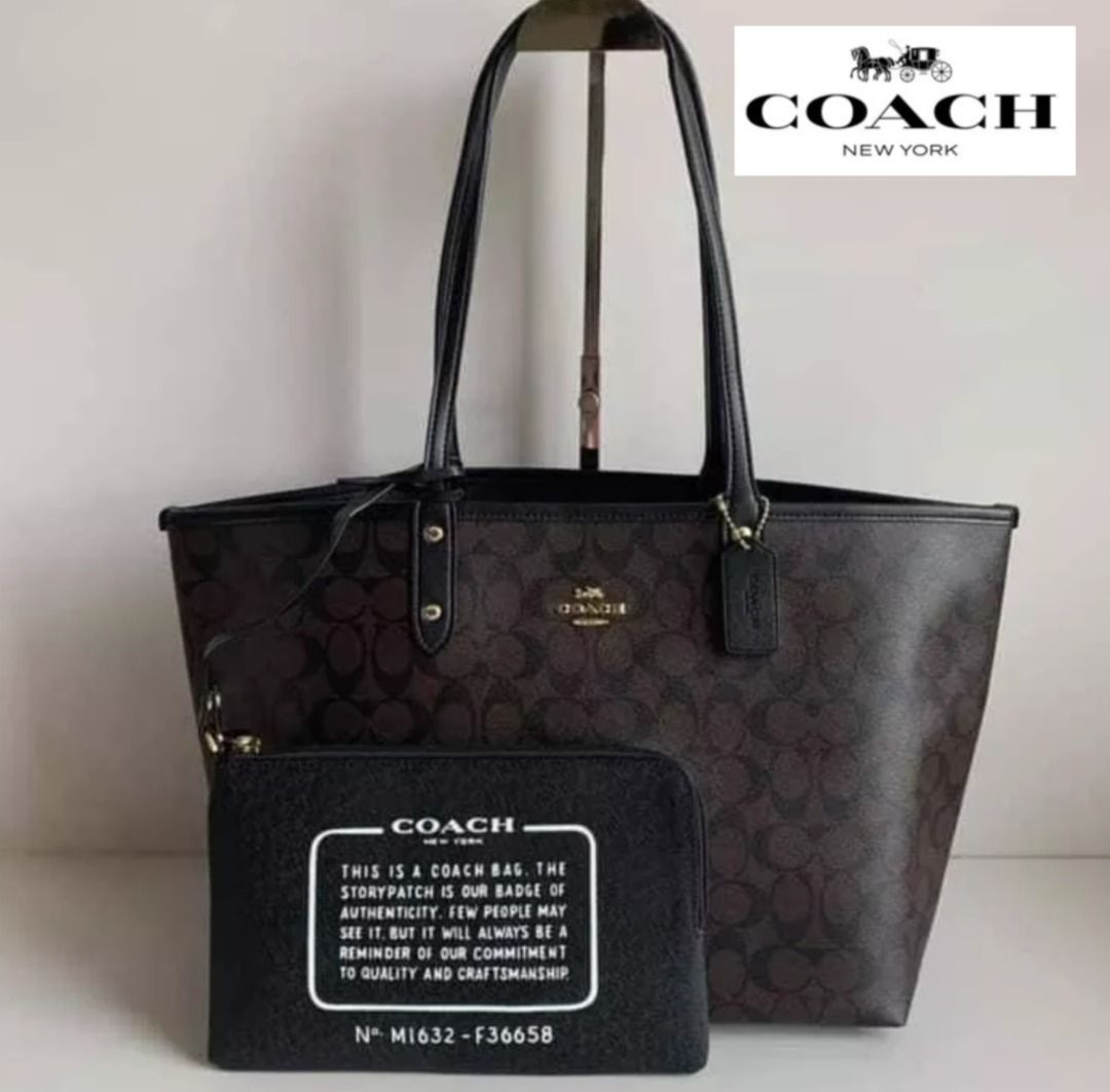 New Coach Original Reversible City Tote In Signature Brown Shoulder Bag For  Women Come With Complete Set Suitable for Gift, Luxury, Bags & Wallets on  Carousell
