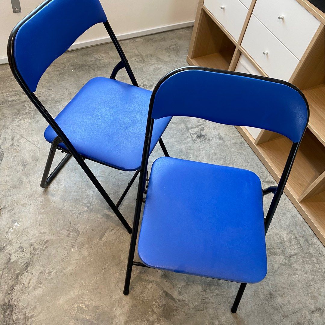 New folding chairs blue, Furniture & Home Living, Furniture, Chairs on
