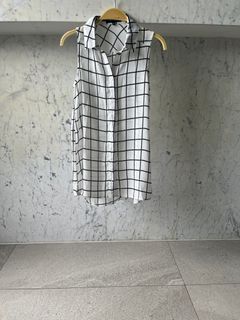 New look無袖格紋雪紡上衣