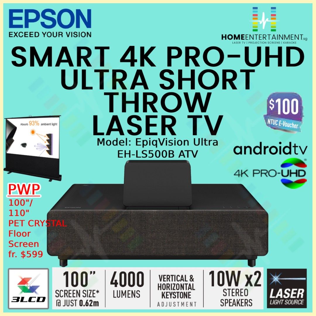 [ON SITE 3 YEARS WARRANTY] EPSON EPIQVISION ULTRA EHLS500B ATV SMART 4K PROUHD LASER