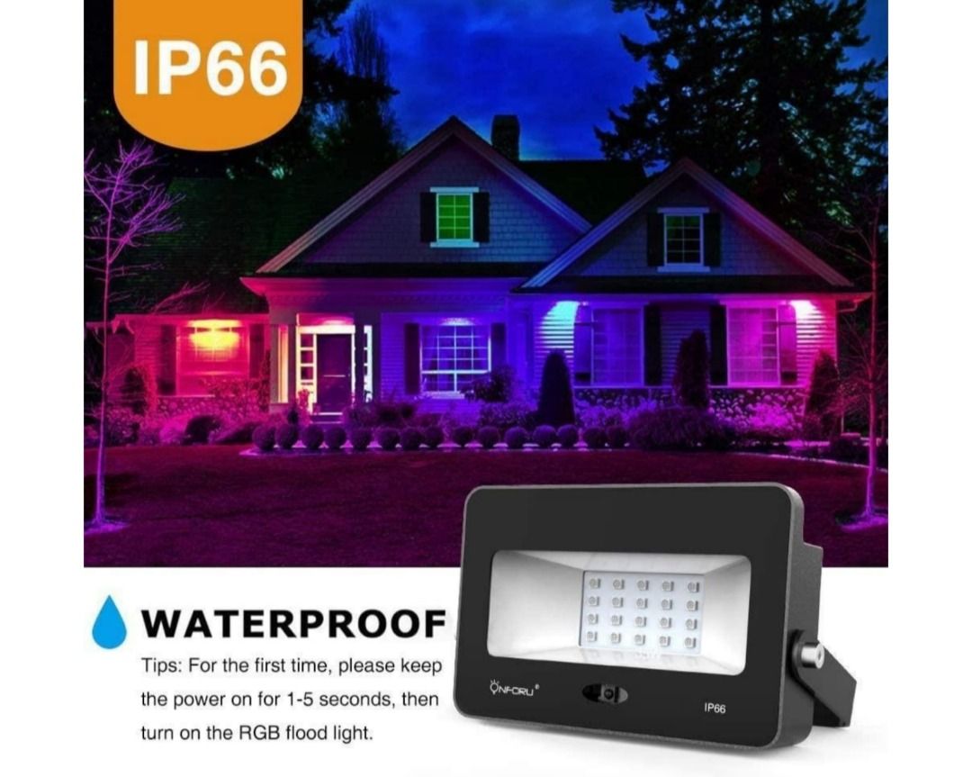 Onforu Pack 35W LED Colour Floodlights, Dimmable RGB Floodlight with  Remote Control, Outdoor IP66 Waterproof Color Changing Flood Lights with 16  Colors, Modes for Stage, Garden, Landscape, Party (UK plug),