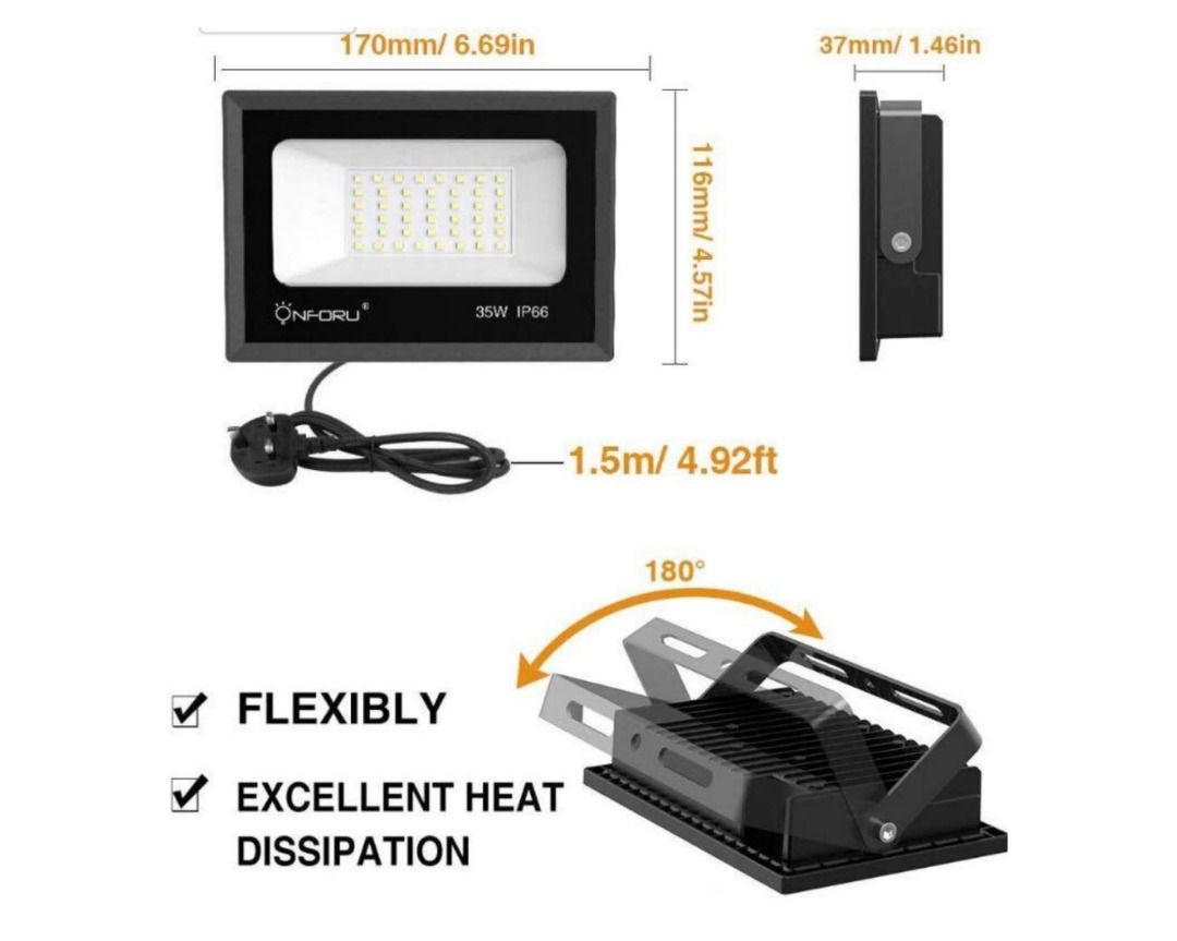 Onforu Pack 35W LED Colour Floodlights, Dimmable RGB Floodlight with Remote  Control, Outdoor IP66 Waterproof Color Changing Flood Lights with 16  Colors, Modes for Stage, Garden, Landscape, Party (UK plug),