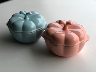 Pumpkin Shape Ceramic Food Container (pair)
