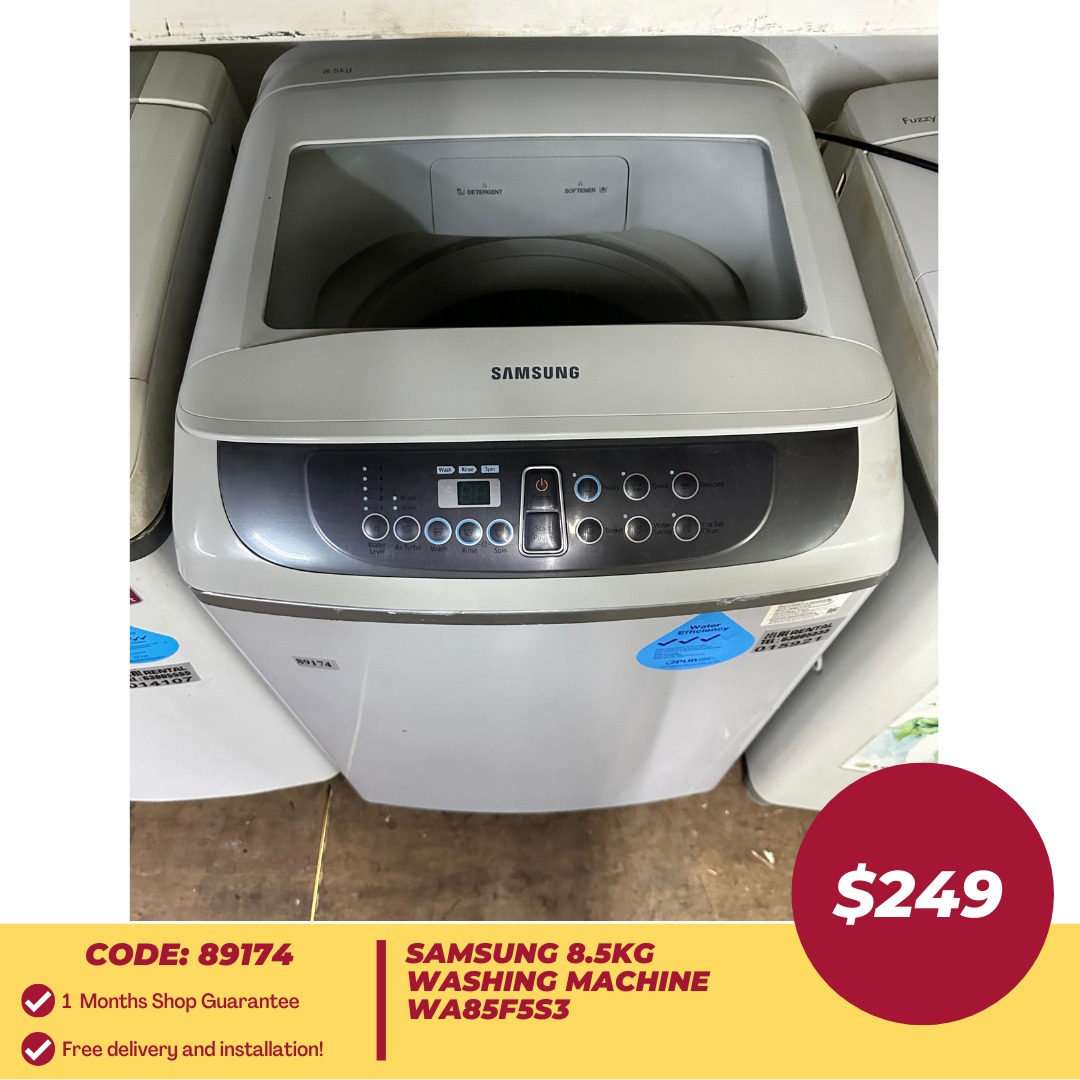SAMSUNG 8.5KG TopLoader Washing Machine WA85F5S3 (89174), TV & Home
