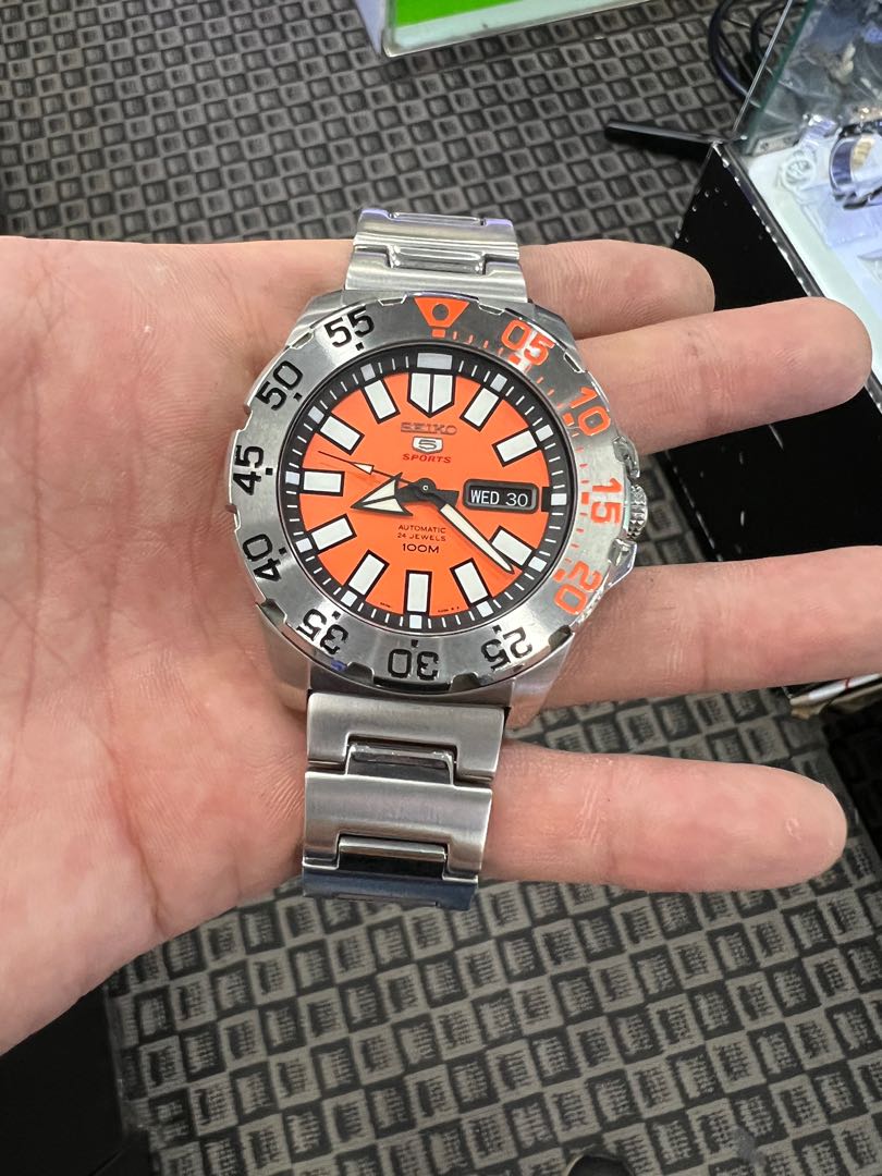 Seiko 5 orange baby monster clearance