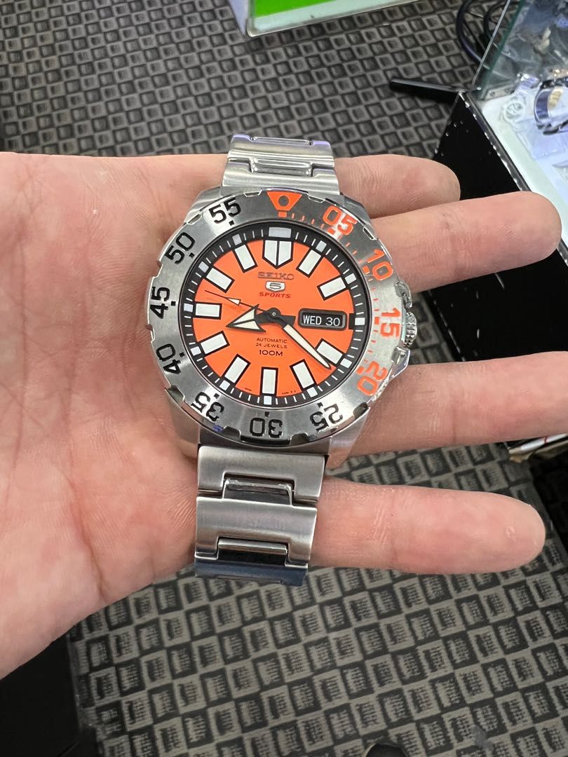 SEIKO 5 SPORTS BABY MONSTER OREN DIAL RARE AUTOMATIC