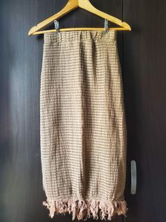 Shein Nude Brown Crochet Beach Cover Up Skirt sz XS