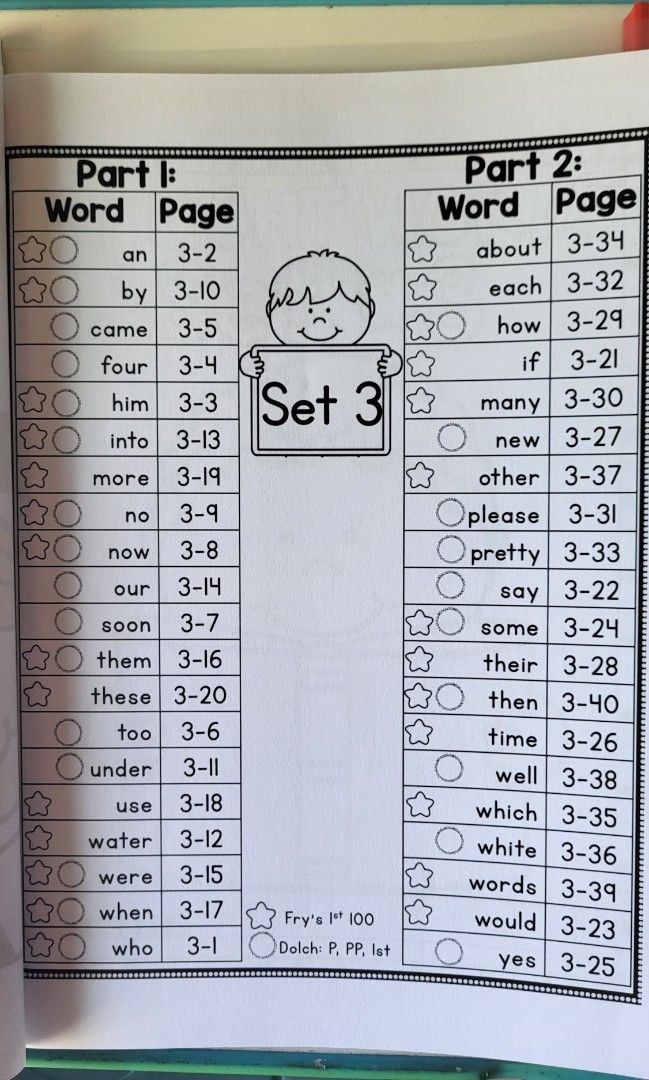 Sight word fluency check word word work set 3 and 4 