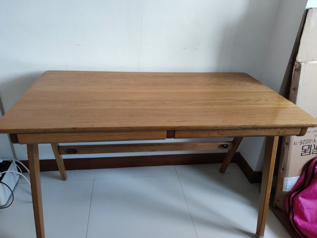 Solid wood study table, Furniture & Home Living, Furniture, Tables ...