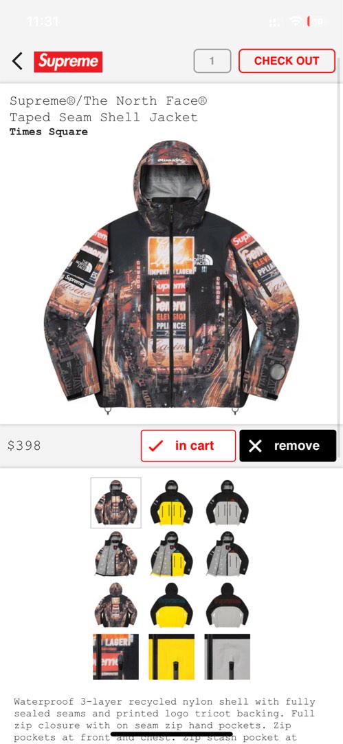Supreme The North Face Taped Seam Shell Jacket Times Square (Size