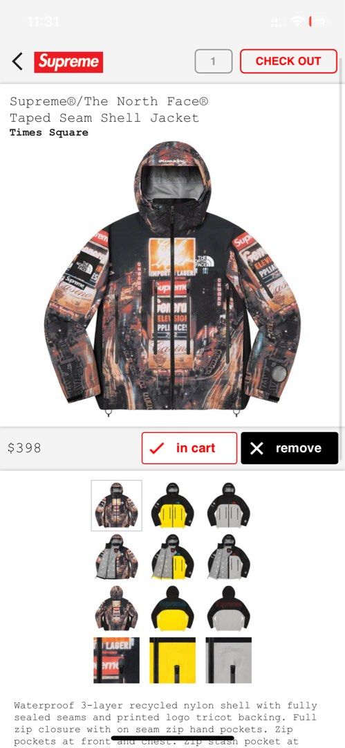 Supreme TNF Taped Seam Shell Jacket