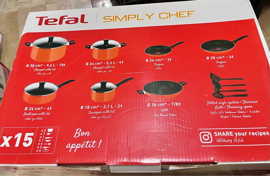 Buy Tefal Simply Chef Non-Stick Aluminum Cooking Set (15 Pc.) Online in  Dubai & the UAE