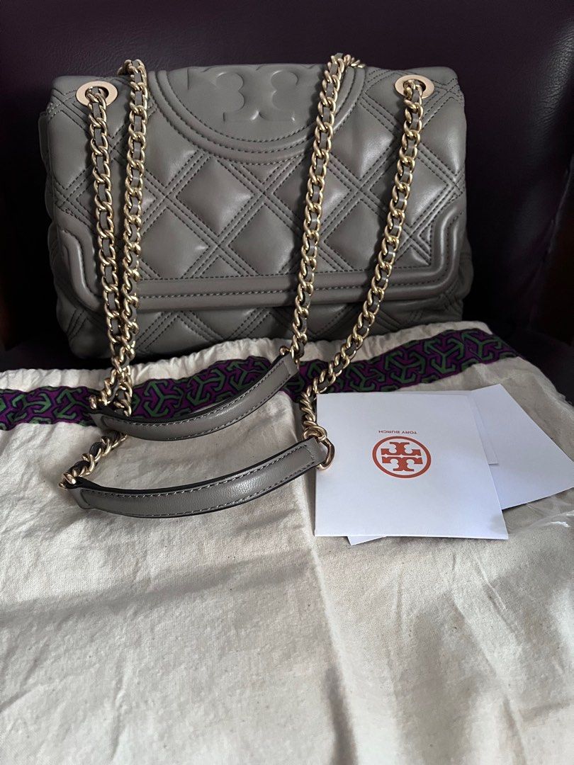 Tory Burch Fleming Soft Grey Heron, Luxury, Bags & Wallets on Carousell