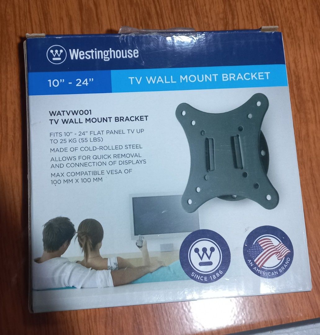 TV WALL MOUNT BRACKET FOR 10-24 INCHES (Category: TV Parts & Accessories) located in Manila. Submitted by pear_l (Listing ID 1200992853, Image 1). Description: FREE FROM OUR PURCHASED. UNUSED. BRAND NEW. ORIG WESTINGHOUSE BRAND. DURABLE..