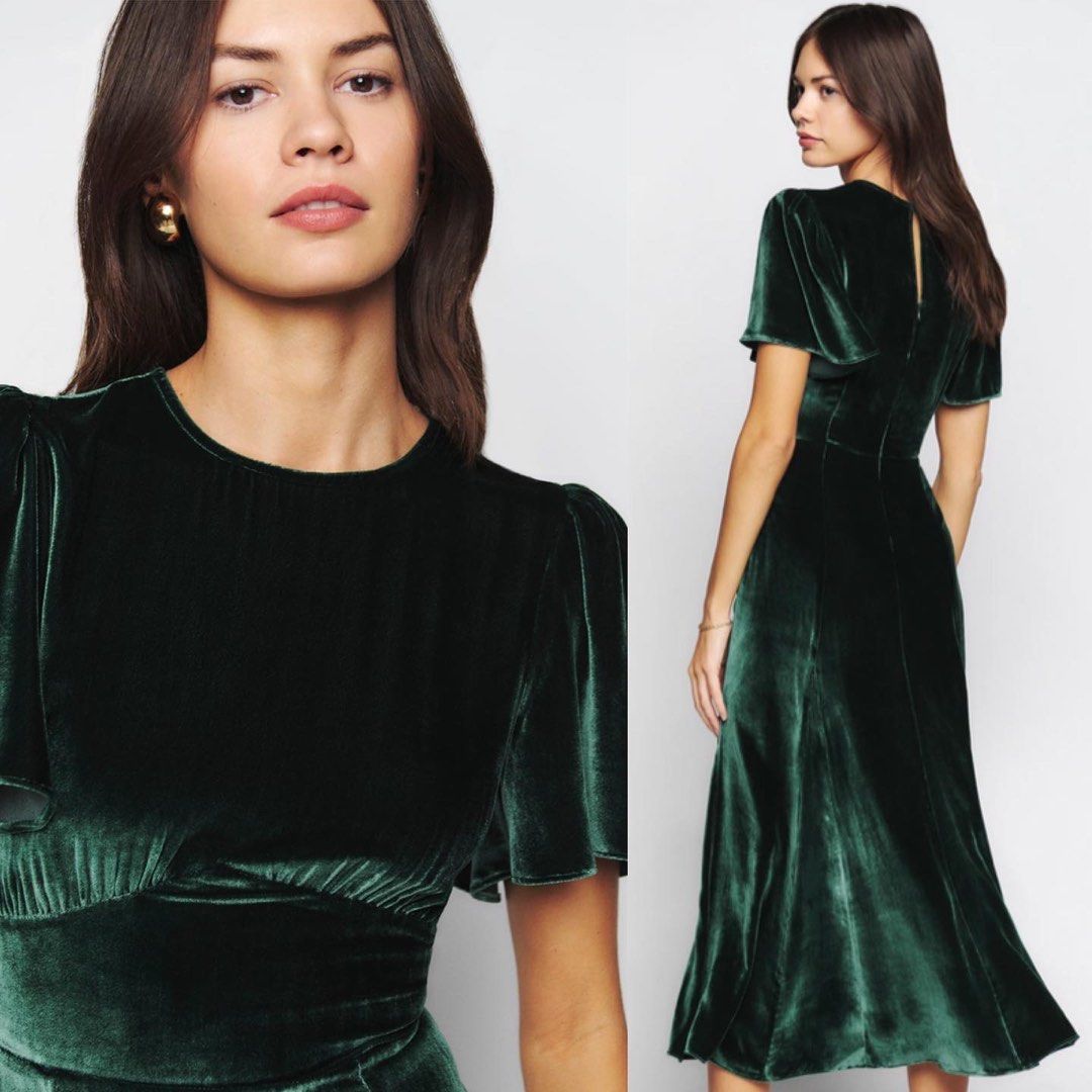 green velvet reformation dress WW50091] Reformation main image 1