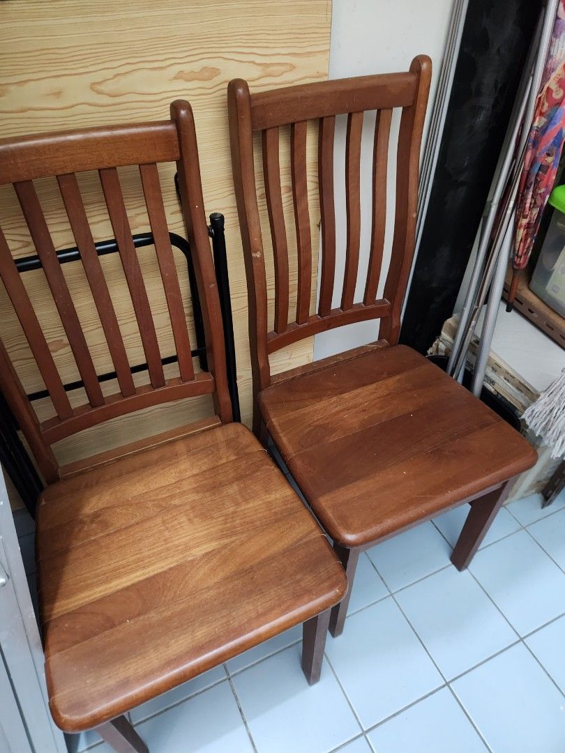 Used Wooden chairs, Furniture & Home Living, Furniture, Chairs on Carousell