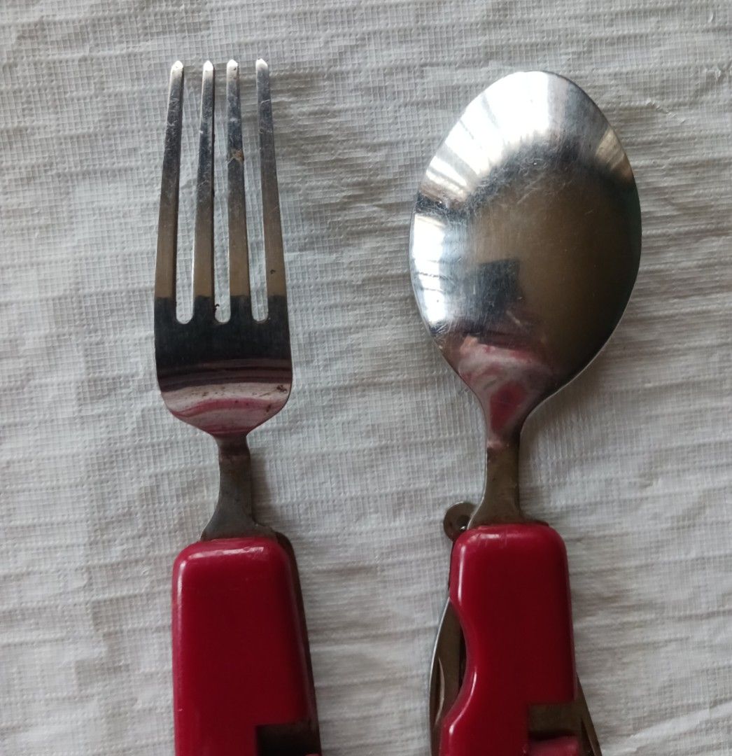 Vintage camping knife w/ spoon and fork, Sports Equipment, Hiking