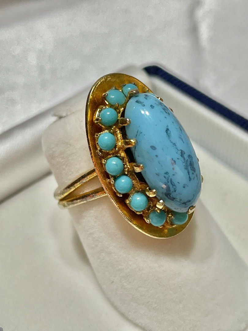Vintage Faux Turquoise Ring Sz 7 Women s Fashion Jewelry