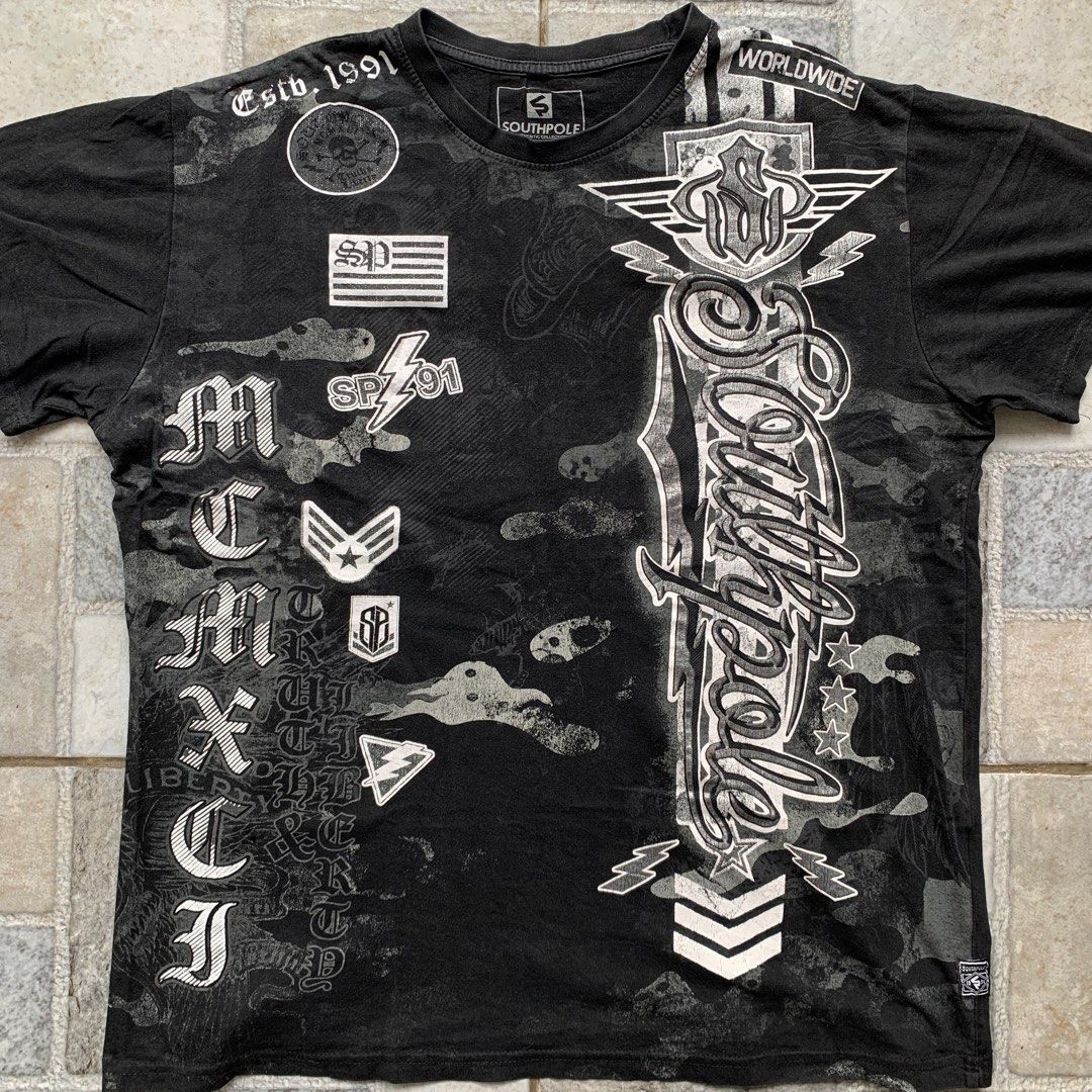 Vintage South Pole Mega Print Tee Shirt Men s Fashion Tops