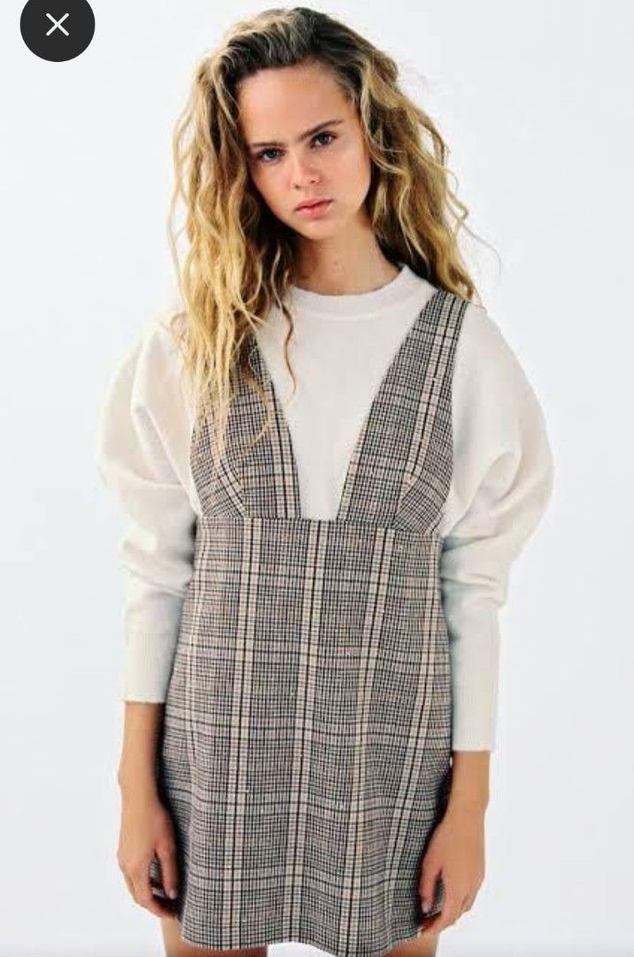 Zara checked cheap pinafore dress