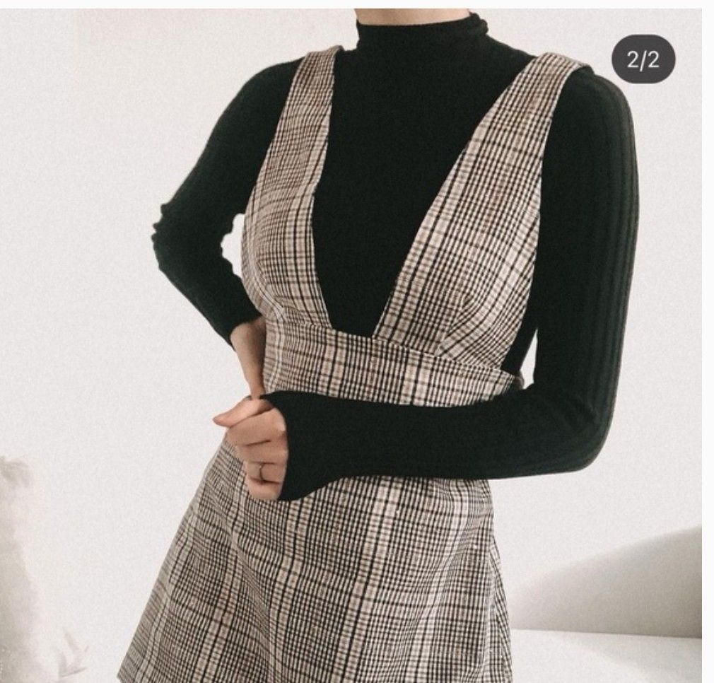 Zara checked pinafore dress 2025
