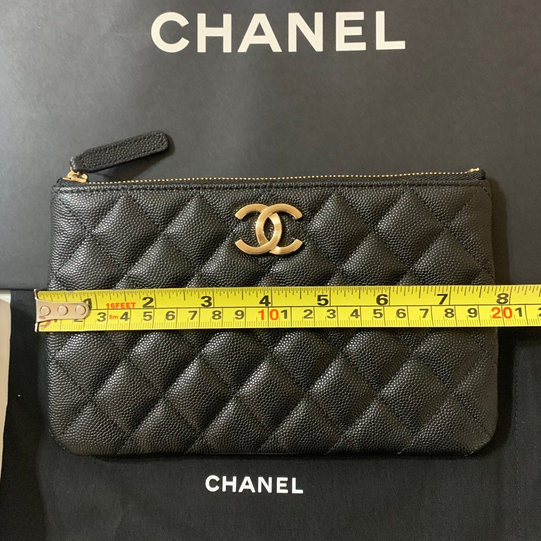 全新23C new Chanel o-case 拉鍊魚子醬粒粒牛皮銀包AP3135, 名牌, 手袋 ...
