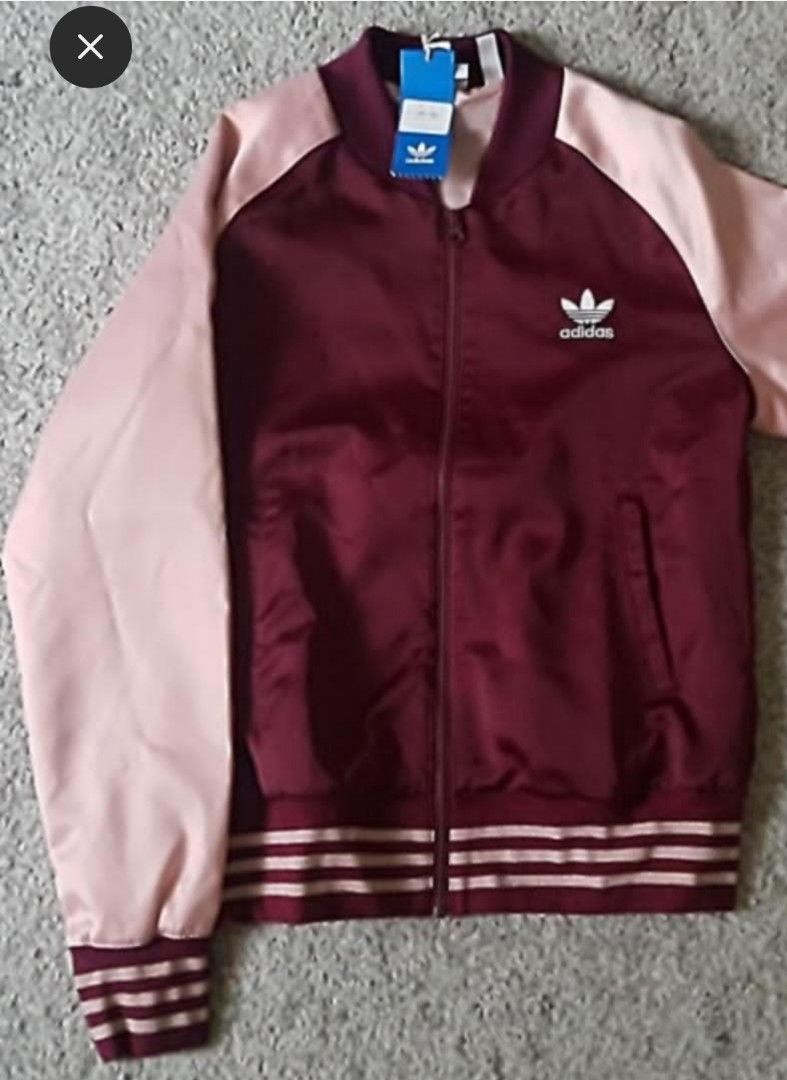 Adidas maroon & pink satin track jacket sales