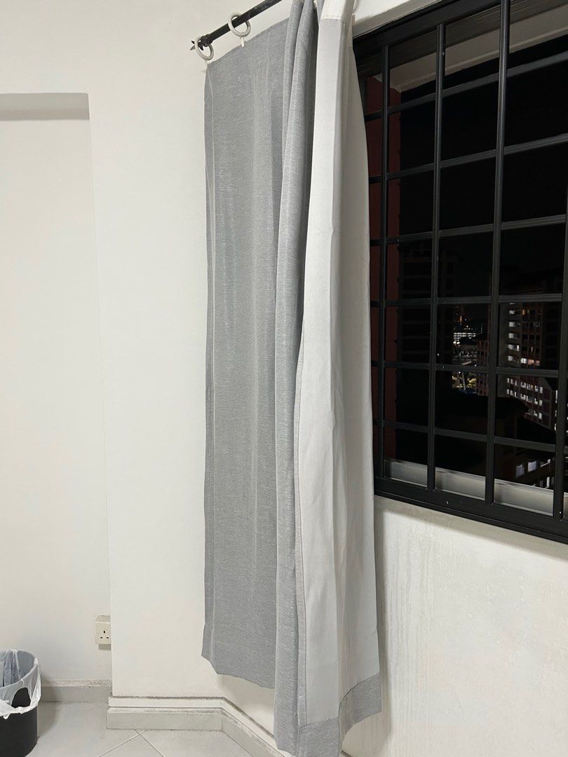 IKEA ring curtain gliders + Akemi uchi curtain , Furniture & Home Living, Home Decor, Curtains