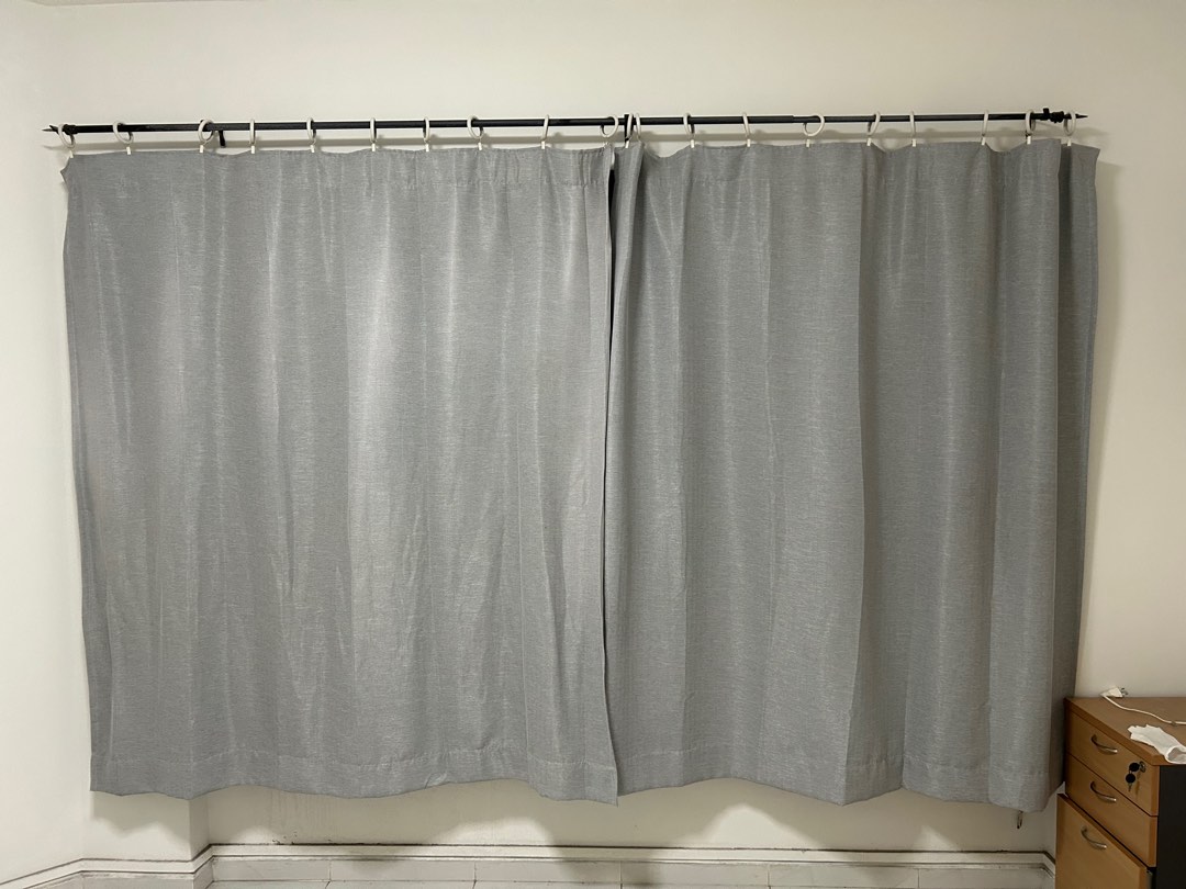 IKEA ring curtain gliders + Akemi uchi curtain , Furniture & Home Living, Home Decor, Curtains